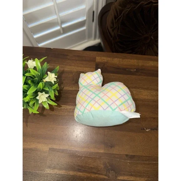 vintage AVON Plush Kitten Cat Pastel Plaid 1992 Green Pink Yellow Lovey 7" - Picture 2 of 4